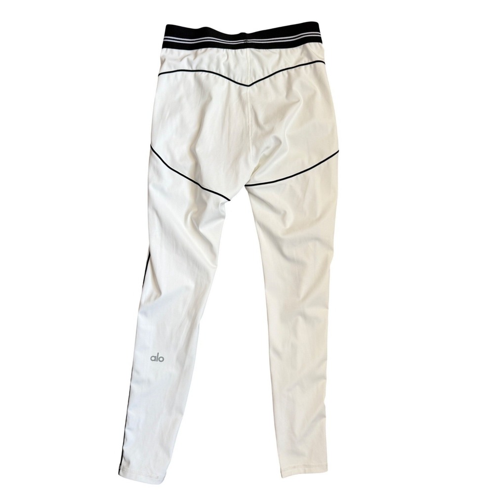 Alo Yoga Moto Leggings Womens XS White Black Piping High Waist Sculpting NEW